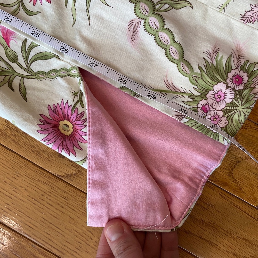 Vintage Y2K William B Floral Straight Leg Trousers Silk Trim Ankle Slit Size 2 4 - Picture 11 of 12
